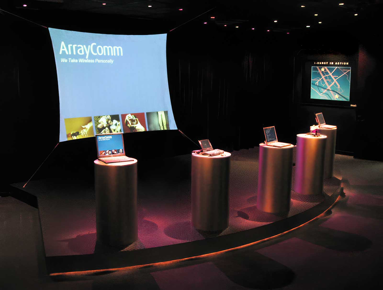  Corporate Demonstration Room | ArrayComm | Restrained environment using light, scale, and contrast to give invisible wireless technology a tangible presence 