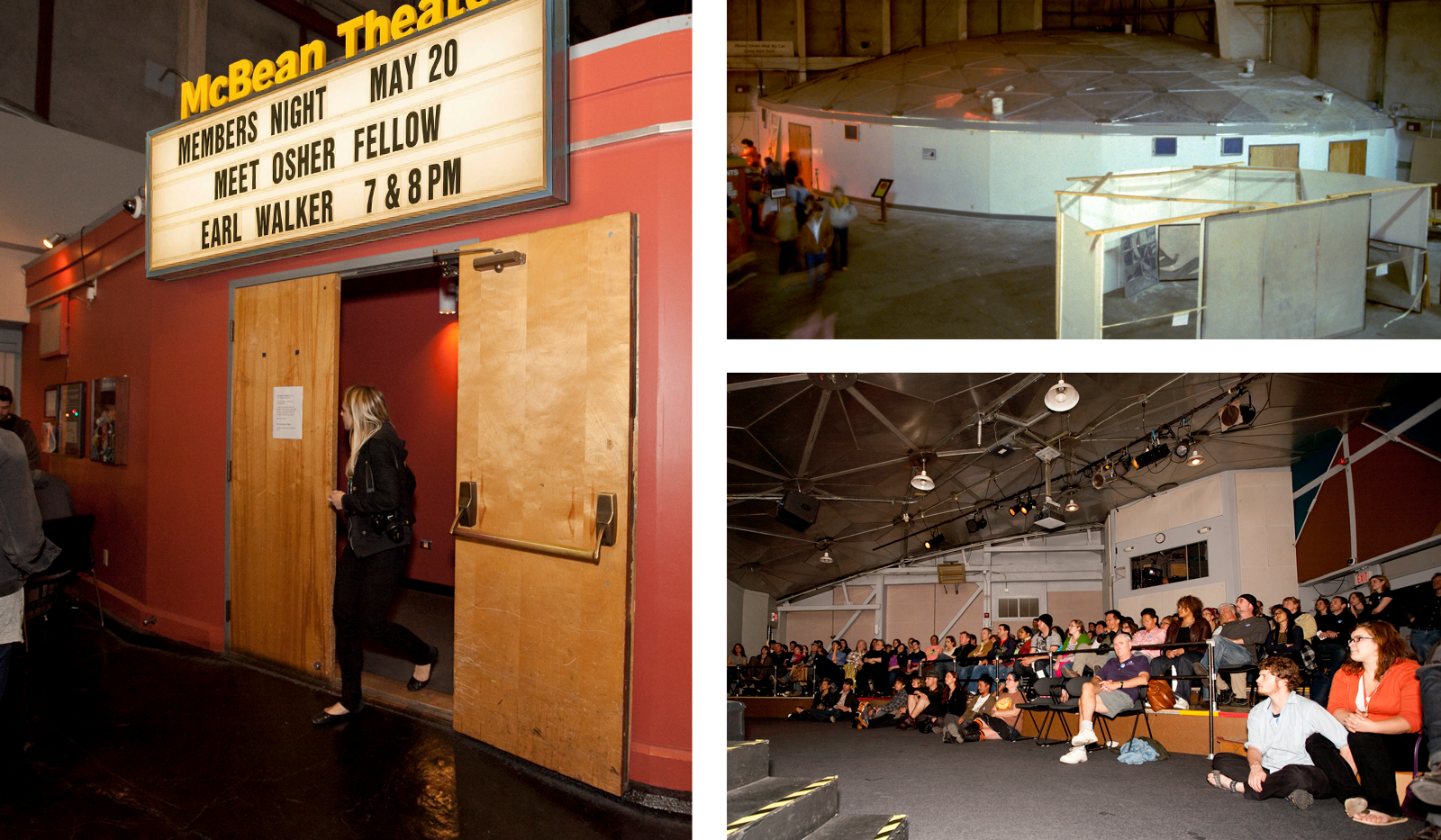  McBean Theater | The Exploratorium | Construction and interior views of integrated geodesic dome structure 