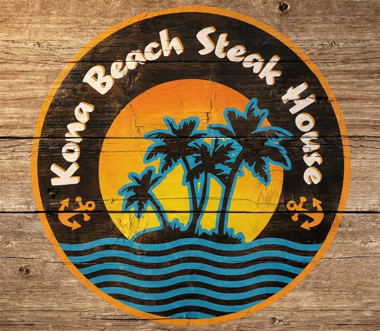  Logo and Signage | Kona Beach Steak House | Bold graphic identity grounded in rustic materials and coastal attitude 