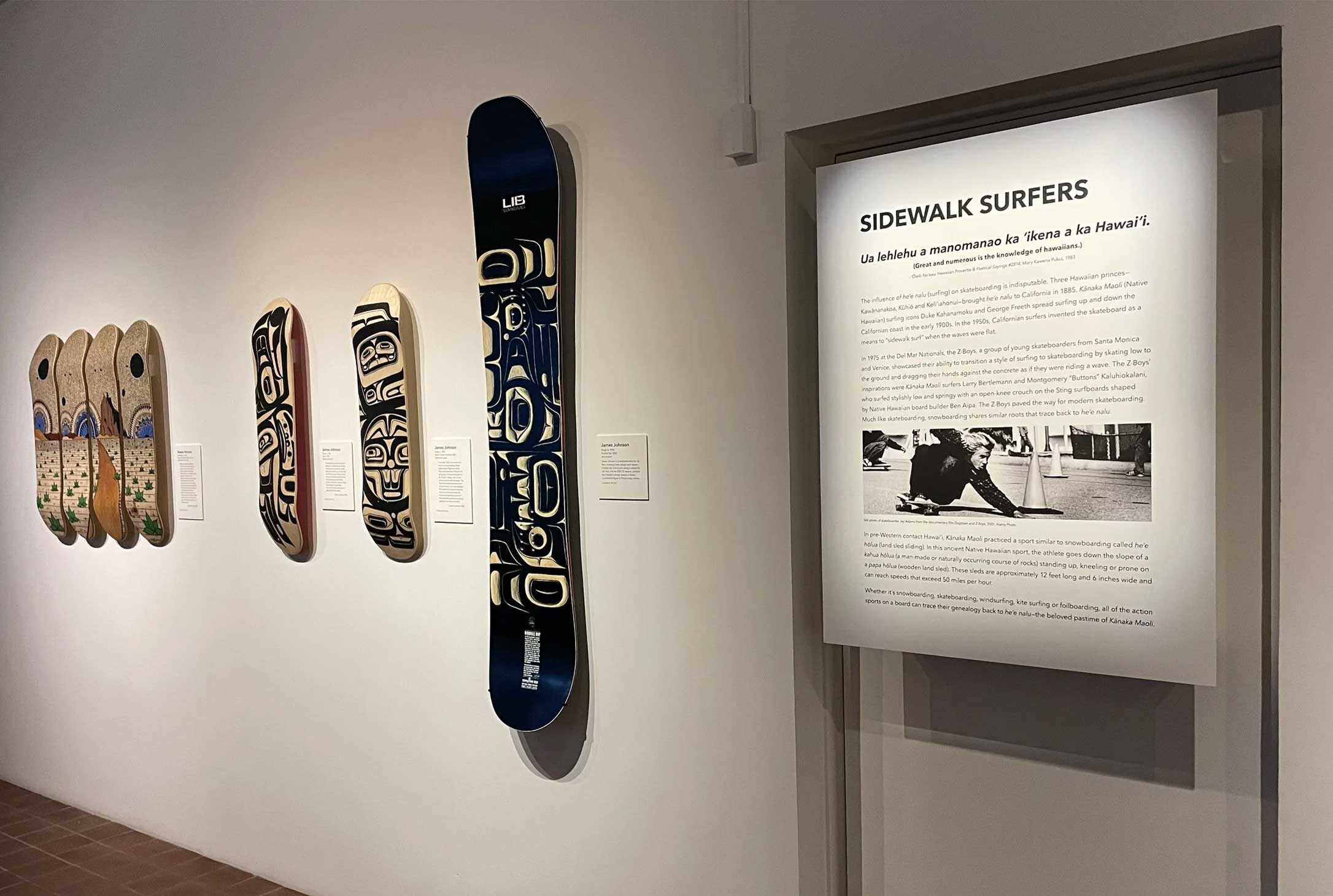  Identity Graphics | Sidewalk Surfers | Exhibition identity system direct printed to acrylic with material clarity doing the heavy lifting 