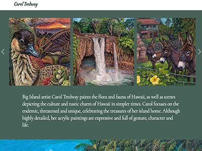 Portfolio site for Big Island Artist Carol Tredway
