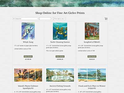 E-commerce site for Kona artist Lisa Bunge