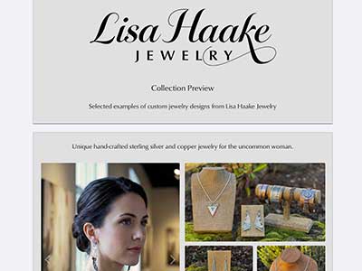 Portfolio site for custom jeweler Lisa Haake