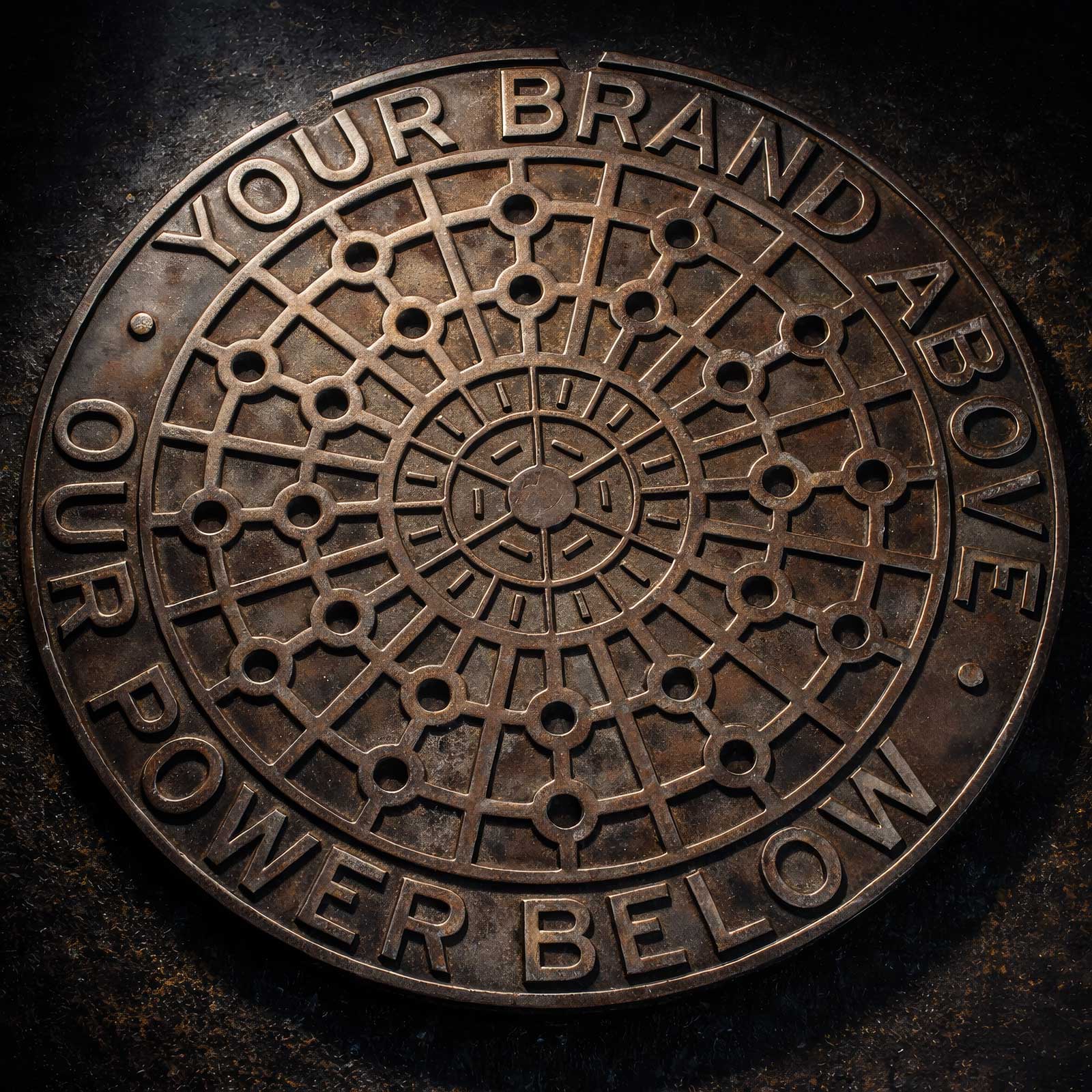  Manhole Cover | Custom design with headline for marketing use | Laser-cut MDF
 