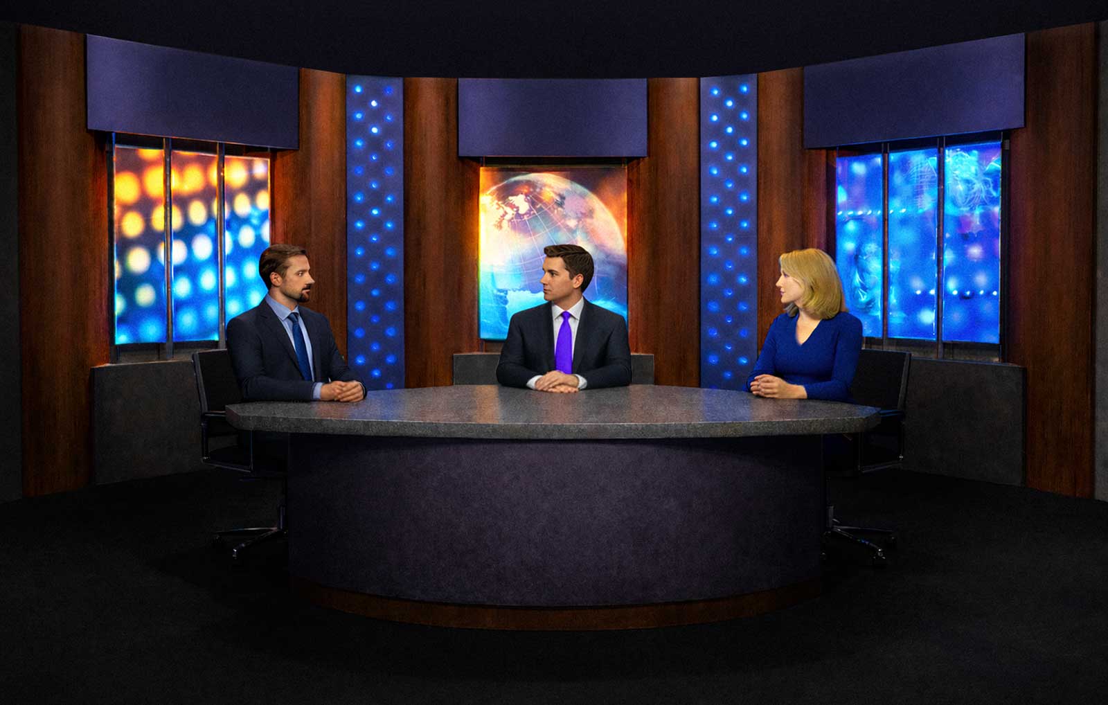  Concept rendering created for interview format broadcast set 