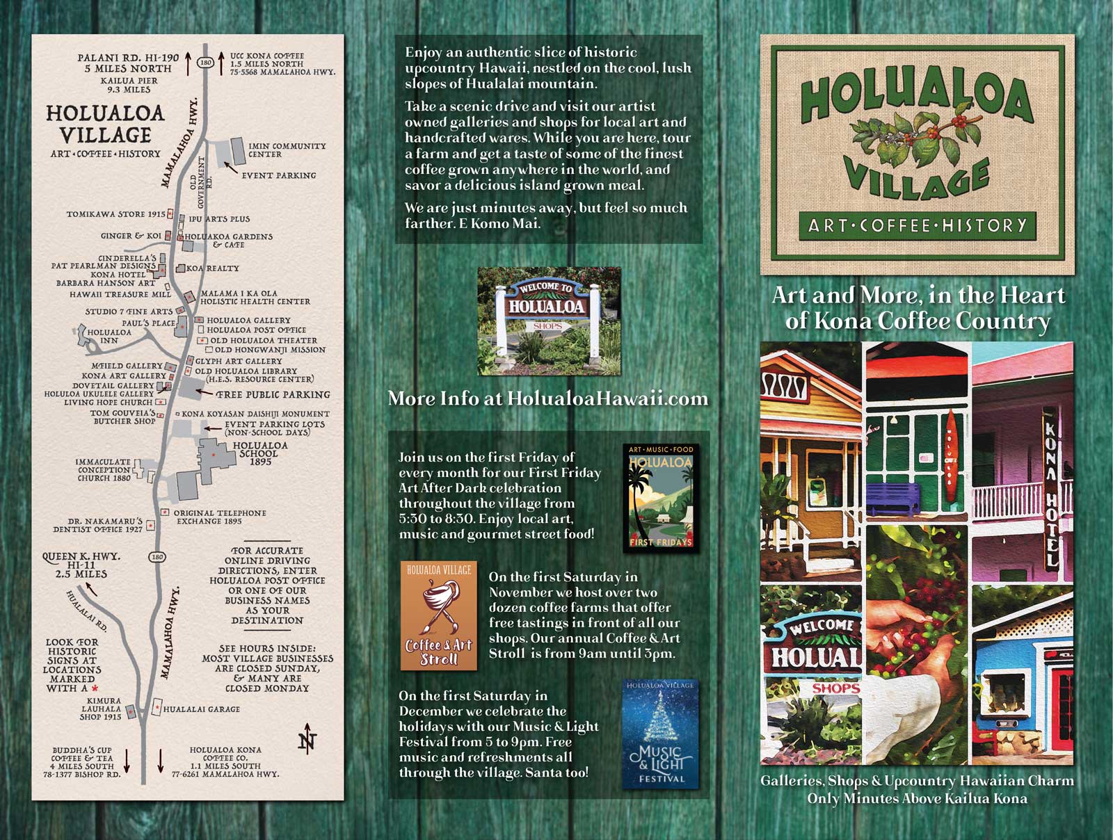  Outside of tri-fold brochure design with custom map, logo and illustrations 