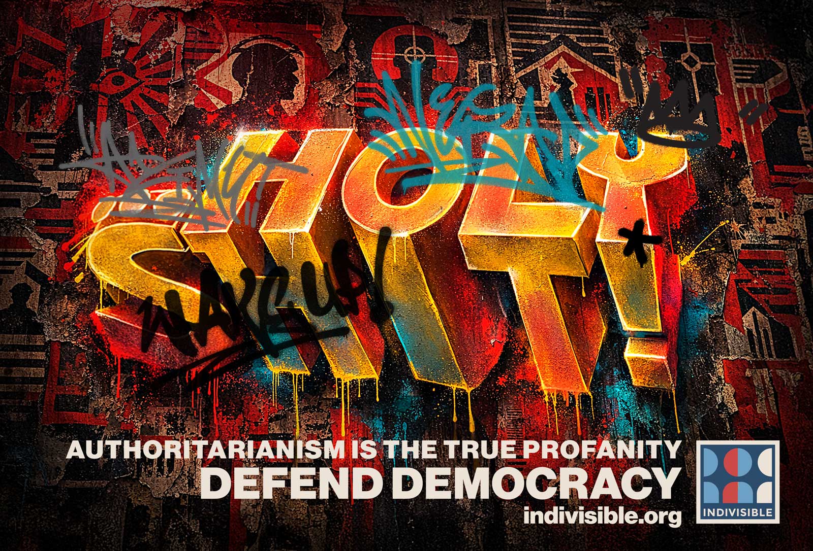  Statement Ad | Indivisible.org | Confrontational call-to-action designed to provoke attention and encourage defense of democratic institutions 