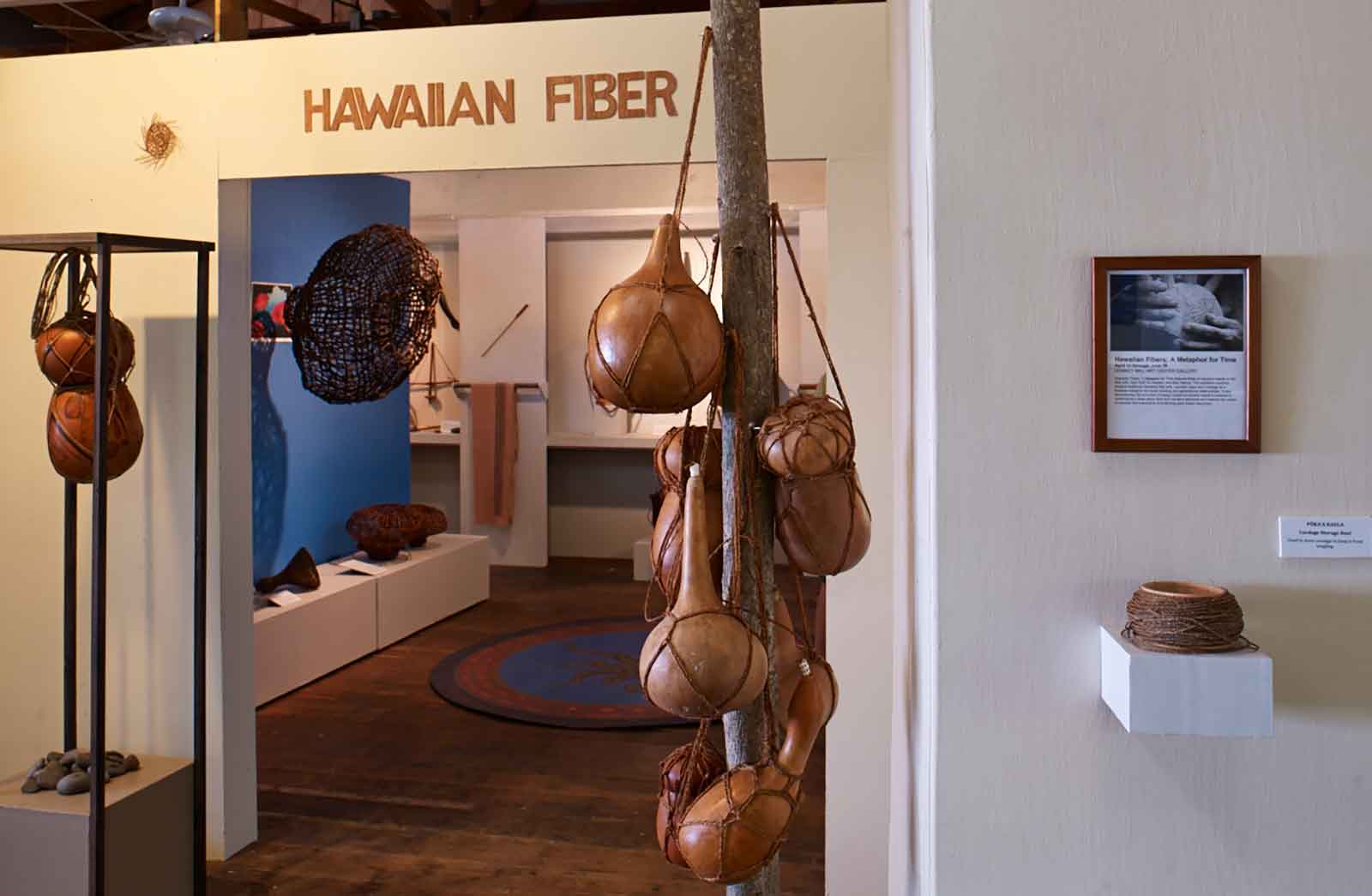  Hawaiian Fiber Show, Donkey Mill, exhibition view emphasizing material detail and quiet hierarchy 