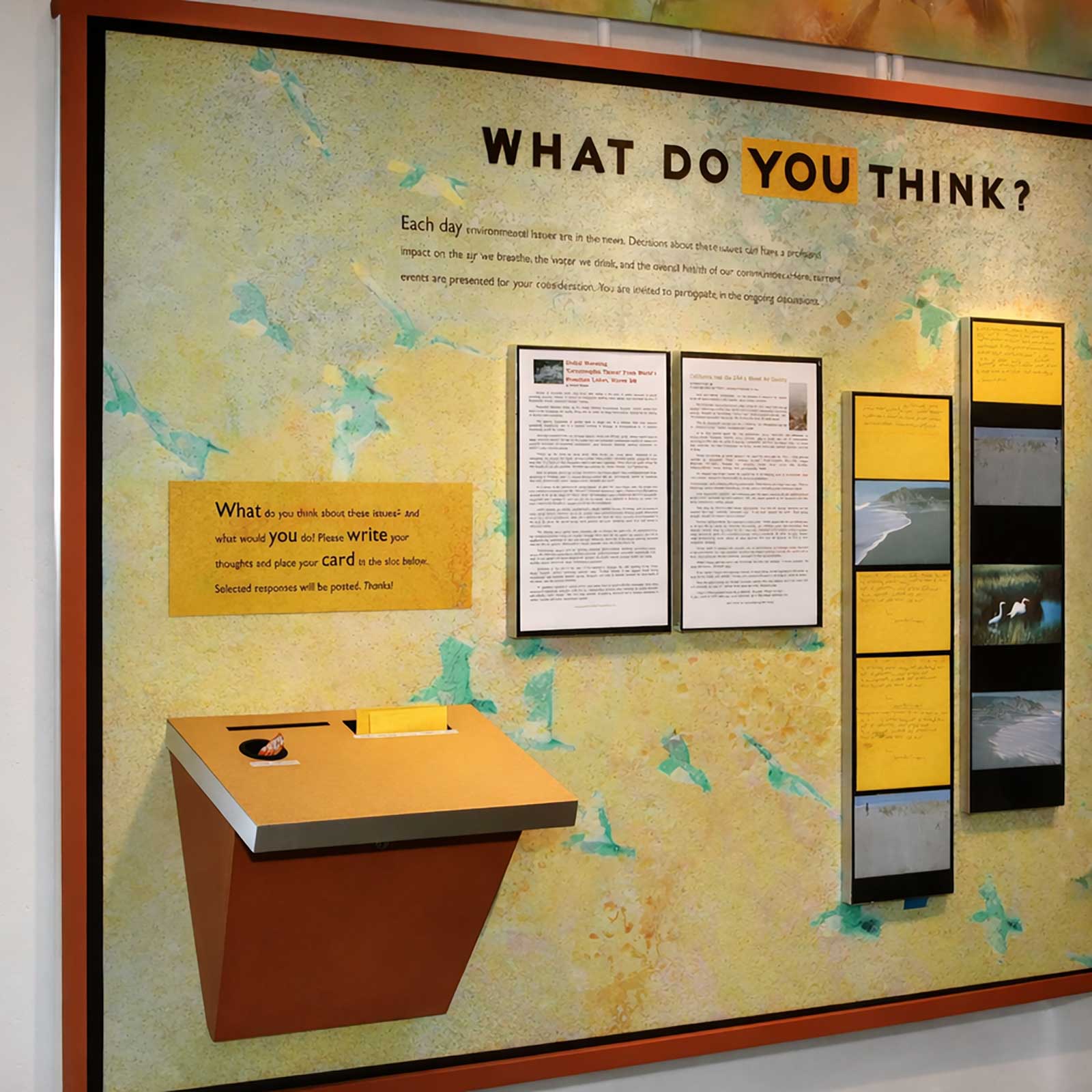  Visitor Feedback panel, Crissy Field Visitor Center, prompt and response wall designed to invite participation 