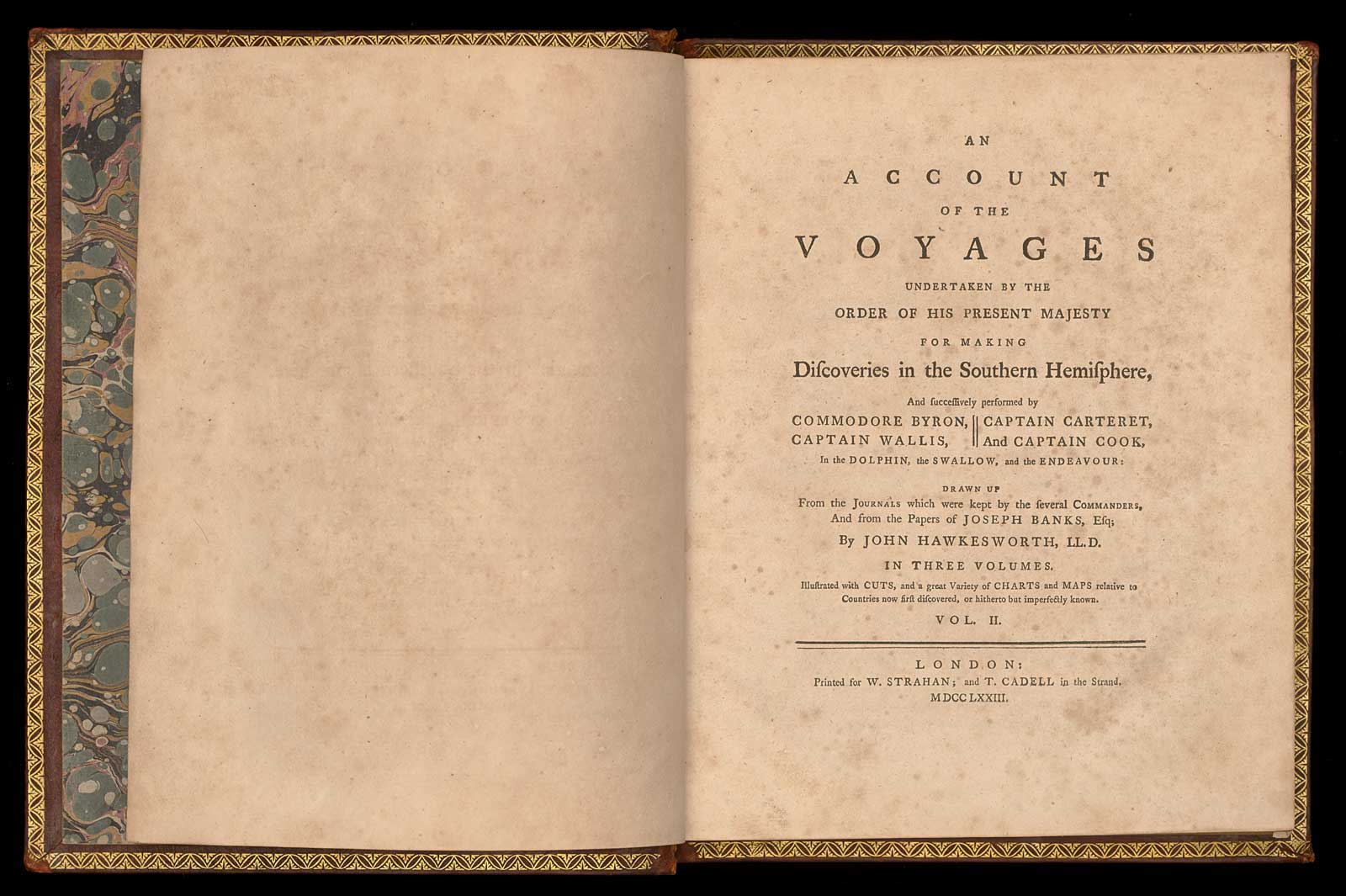  Title page of first-edition Captain Cook copperplate engraved journal set from 1783 for Bishop Museum, Honolulu  