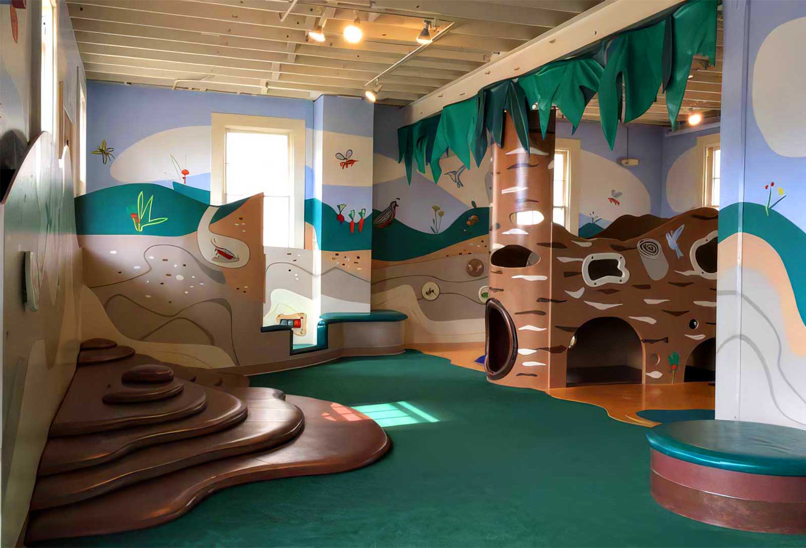  Below Ground | Bay Area Discovery Museum | Additional view of padded crawl-through environment 