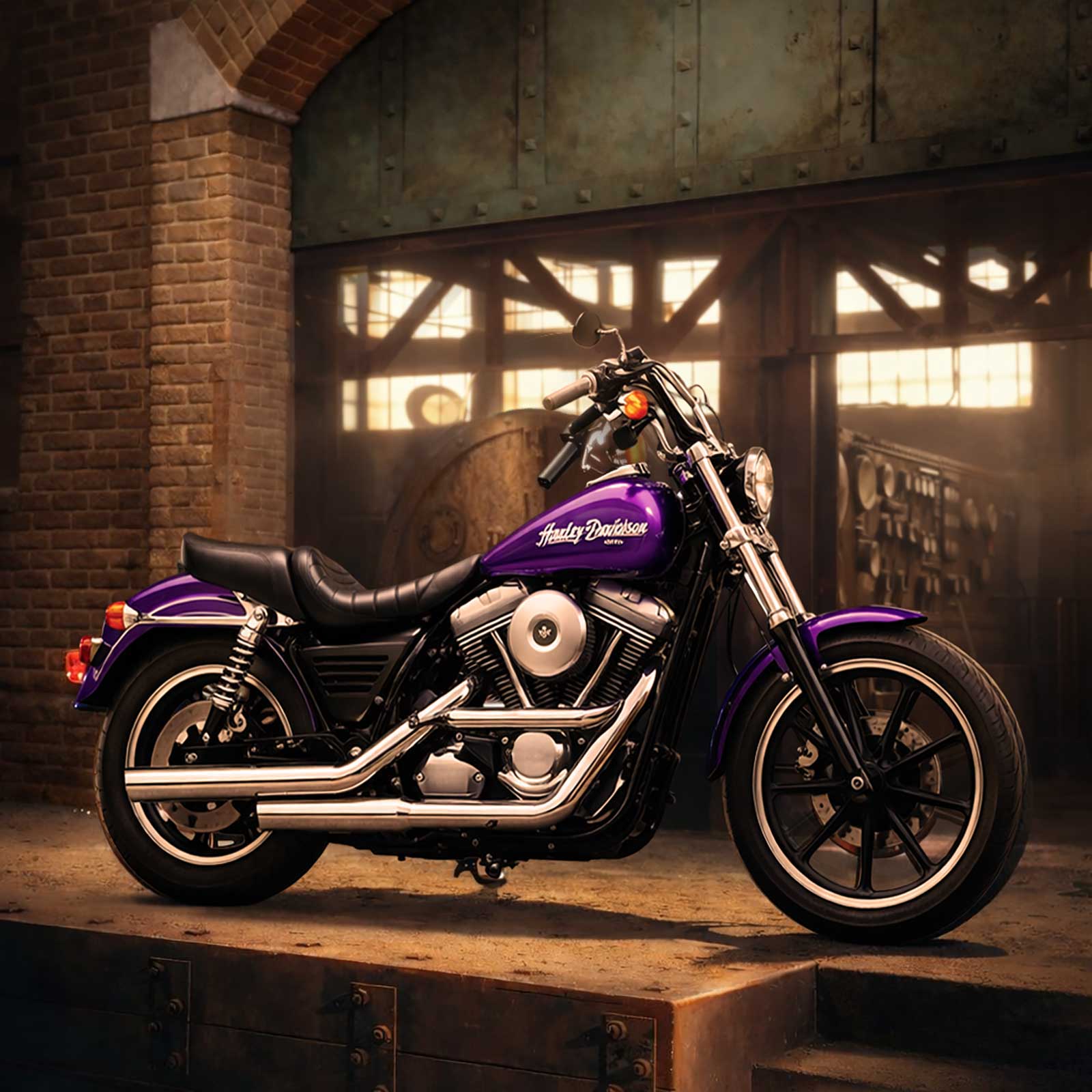  Harley-Davidson | Factory loading dock | Dealership brochure series | Wood, EPS foam, fiberglass |
One of a series of gritty urban environments built entirely in studio to enable controlled light painting. 
