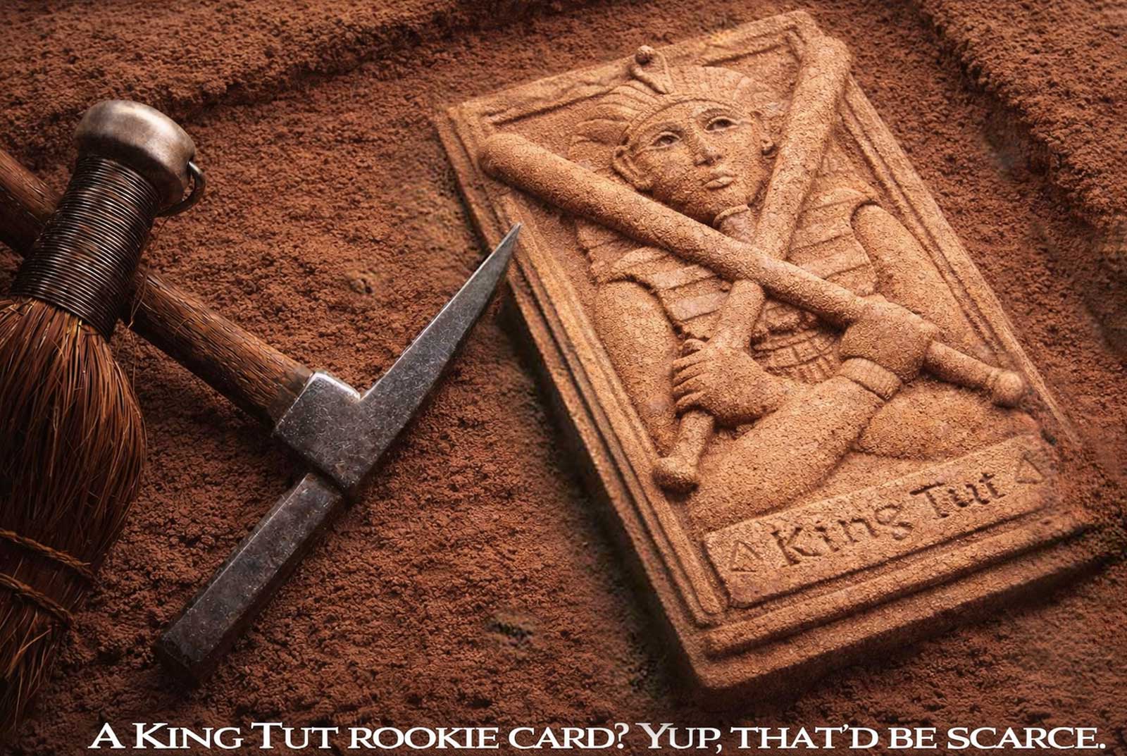  King Tut Rookie Card | Archeological dig for bas-relief stone trading card. 
