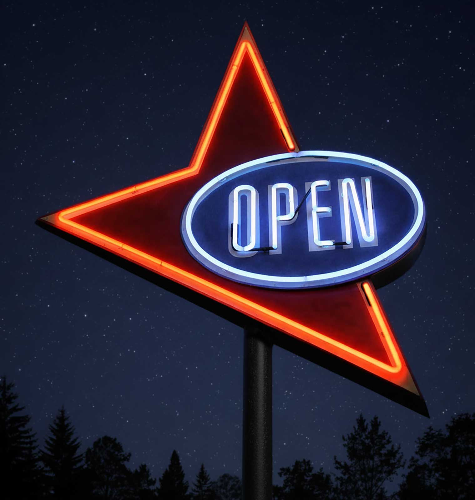  Neon Sign | Temporary sign created for Mercedes television commercial | Like the sign says: Open. 
