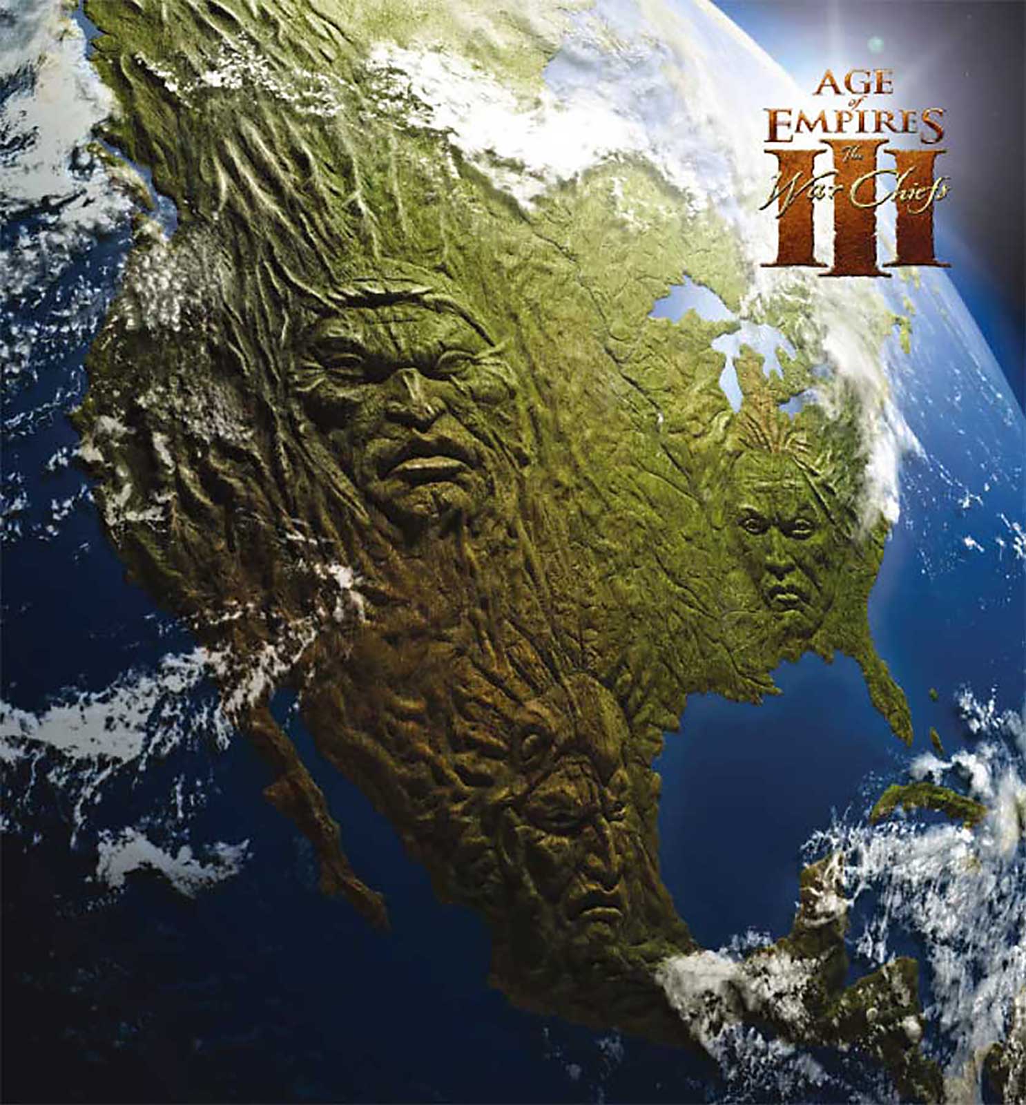  Age of Empires Globe | Bas-relief globe with Native American chief faces for magazine advertisement | Clay sculpt over spherical turned foam substrate, cast in Hydrocal and painted 