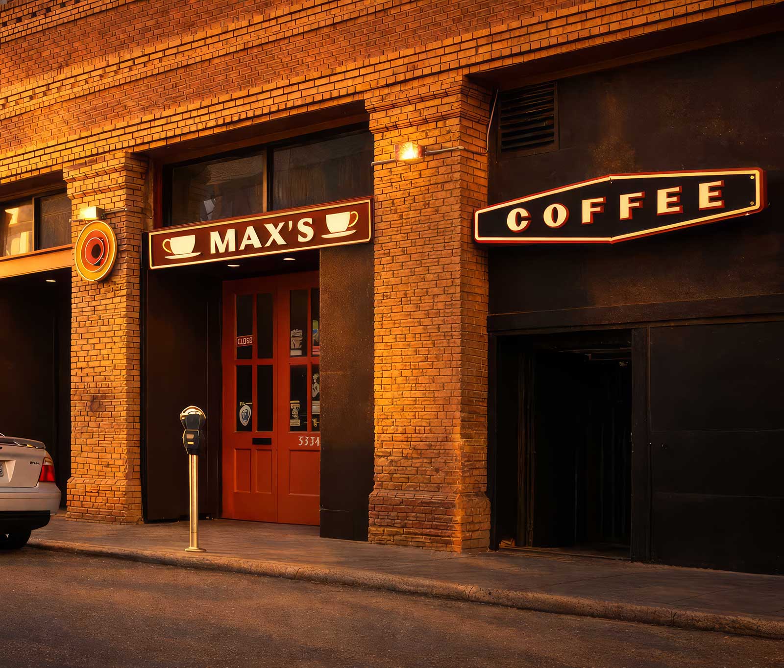  Max’s Coffee | Temporary coffee shop identity for television commercial |
Built to transform vacant storefronts into a believable neighborhood cafe. 