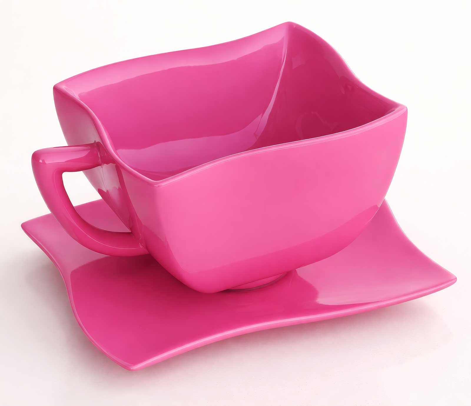  Hanes | Teacup and Saucer | One of a series of household objects shaped to match the Hanes logo | HDPU, lacquer and surface coating epoxy 