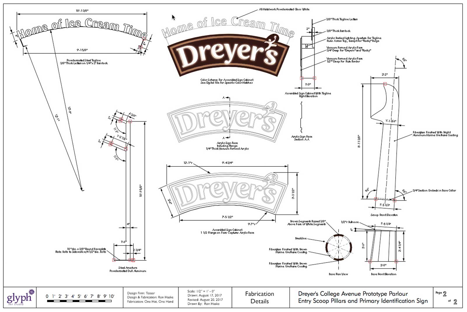  The Big Scoop | Dreyer’s | Fabrication drawings of oversized architectural ice cream scoops 