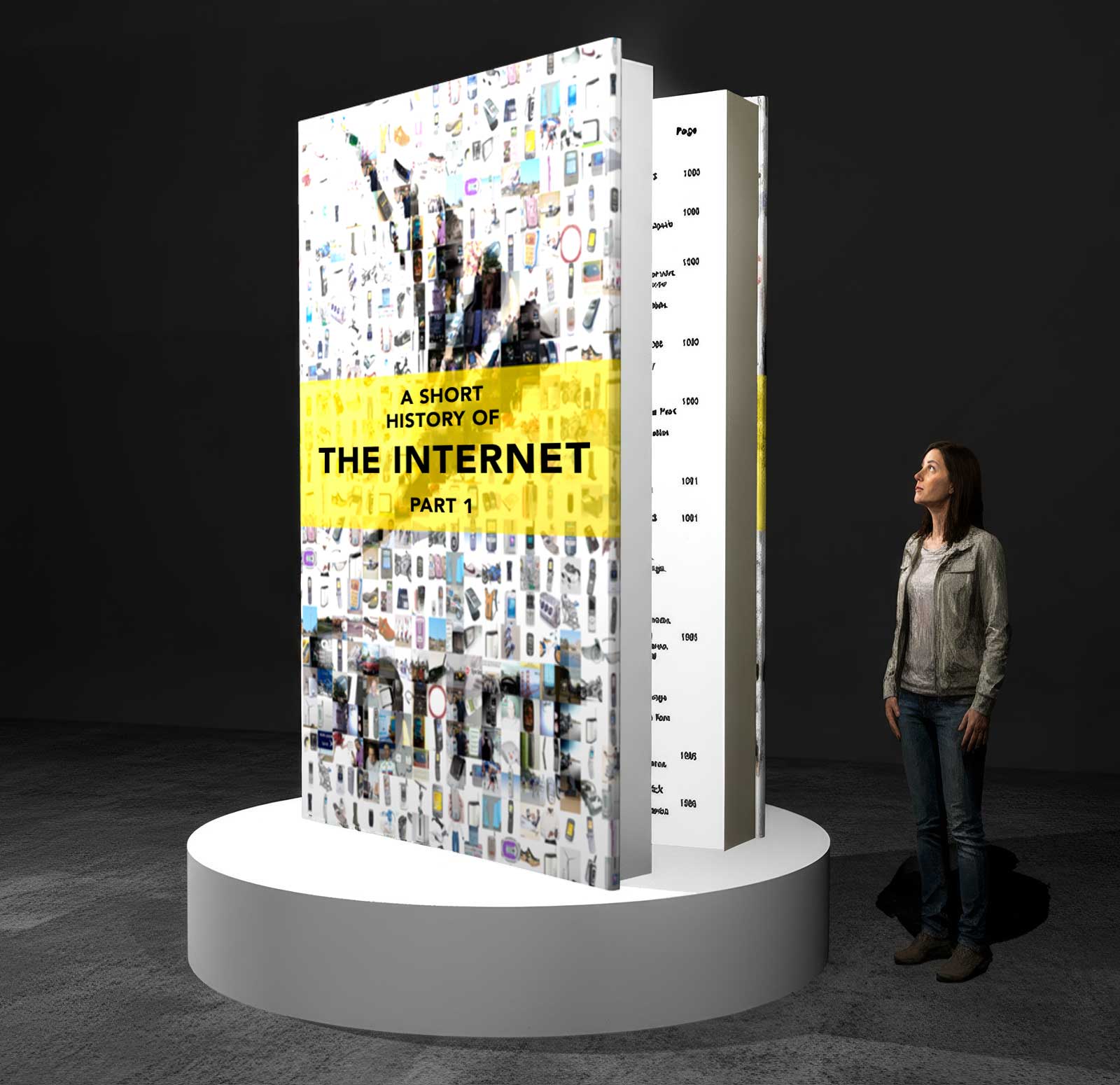  Big Book of Internet History | Sprint | 3D rendering of monumental book form designed as an attention anchor for events 